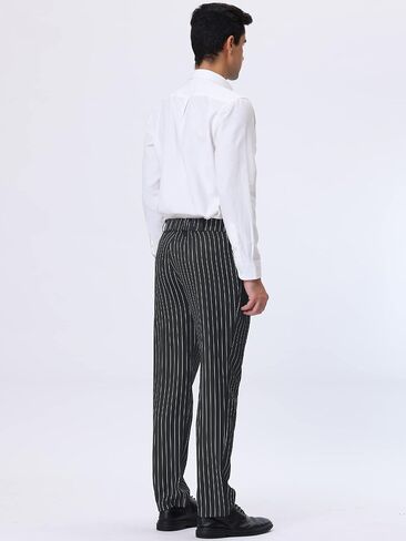 Lars Amadeus Men's Striped Dress Pants Straight Fit Color Block Office Work Suit Trousers in Saudi Arabia