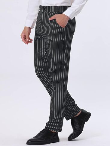 Lars Amadeus Men's Striped Dress Pants Straight Fit Color Block Office Work Suit Trousers in Saudi Arabia