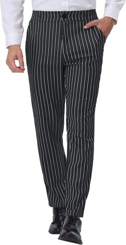 Lars Amadeus Men's Striped Dress Pants Straight Fit Color Block Office Work Suit Trousers in Saudi Arabia