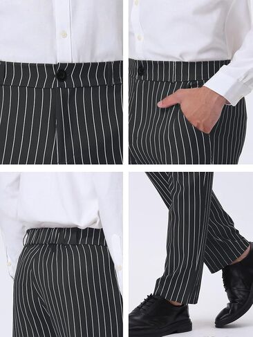 Lars Amadeus Men's Striped Dress Pants Straight Fit Color Block Office Work Suit Trousers in Saudi Arabia