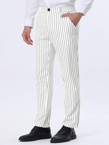 Lars Amadeus Men's Striped Dress Pants Straight Fit Color Block Office Work Suit Trousers in Saudi Arabia