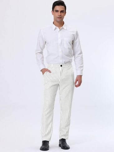 Lars Amadeus Men's Striped Dress Pants Straight Fit Color Block Office Work Suit Trousers in Saudi Arabia