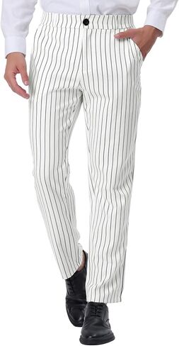 Lars Amadeus Men's Striped Dress Pants Straight Fit Color Block Office Work Suit Trousers in Saudi Arabia