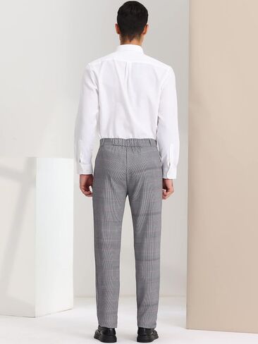 Lars Amadeus Men's Classic Plaid Dress Pants Flat Front Checked Office Prom Trousers in Saudi Arabia
