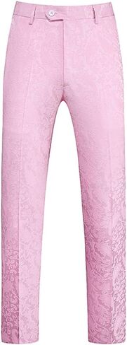 Men's Stylish Paisley Flat Front Casual Jacquard Dress Suit Pants in Saudi Arabia