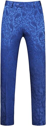 Men's Stylish Paisley Flat Front Casual Jacquard Dress Suit Pants in Saudi Arabia
