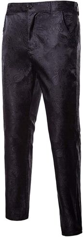 Men's Stylish Paisley Flat Front Casual Jacquard Dress Suit Pants in Saudi Arabia