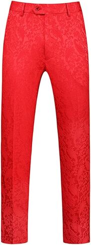 Men's Stylish Paisley Flat Front Casual Jacquard Dress Suit Pants in Saudi Arabia