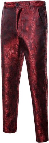 Men's Stylish Paisley Flat Front Casual Jacquard Dress Suit Pants in Saudi Arabia