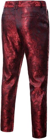 Men's Stylish Paisley Flat Front Casual Jacquard Dress Suit Pants in Saudi Arabia