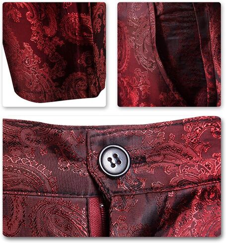 Men's Stylish Paisley Flat Front Casual Jacquard Dress Suit Pants in Saudi Arabia