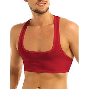 YiZYiF Men's Sleeveless Y Back Muscle Half Tank Top Vest Tee T-Shirts Crop Tops