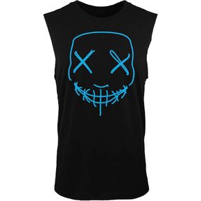 Neon Horror Mask - Purge Outfit Halloween Men's Sleeveless Shirt in Saudi Arabia