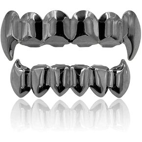 canjoyn 18K Gold Silver Plated Hip Hop Vampire Fangs Top Bottom Teeth Grillz Set for Men and Women in Saudi Arabia