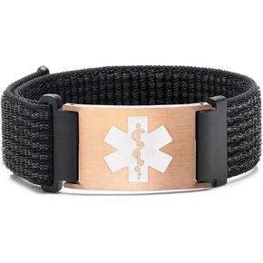 MAXZOOL Personalized Medical Alert ID Bracelets for Women Men - Custom Sport Medical Bracelets with Free Engraving - Hook and Loop Nylon Wristband Emergency Bracelet Adjustable (5.5-8.0 Inches) in Kuwait