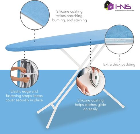 HOLDN’ STORAGE Ironing Board Cover and Pad - Iron Board Cover with Padding 15" x 54" - Iron Board Cover Large Fits All Standard Sizes - Heat Reflective Iron Pad for Table Top. Beige Marble. in Kuwait