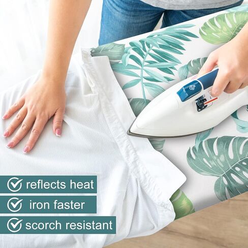 Ironing Board Cover and Pad Fits 15" x54" Standard Boards, Resist Scorching and Staining, 4 Layers Thick Padding Iron Board Cover with Elastic Edge and 2 Fastener Straps in Saudi Arabia