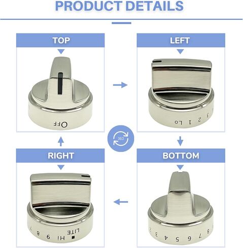 مقبض موقد غاز بديل WB03X24818 لجي اي، مقبض مينا بلاستيكي ملون من الستانلس ستيل لسطح موقد غاز جي اي بديل EAP11729081 PD00037240 PS11729081 AP5989029 4363588 in Kuwait