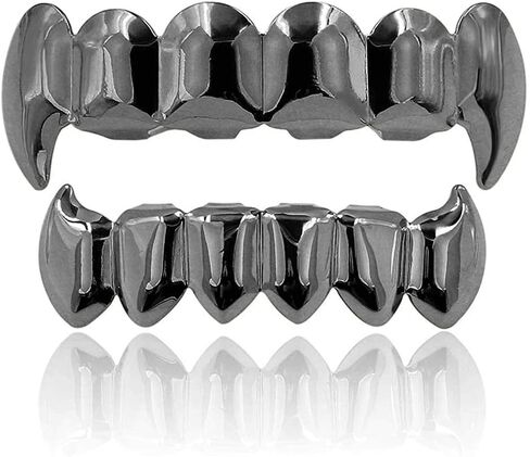 canjoyn 18K Gold Silver Plated Hip Hop Vampire Fangs Top Bottom Teeth Grillz Set for Men and Women in Saudi Arabia