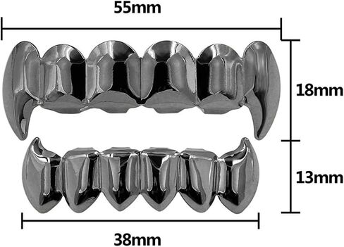 canjoyn 18K Gold Silver Plated Hip Hop Vampire Fangs Top Bottom Teeth Grillz Set for Men and Women in Saudi Arabia