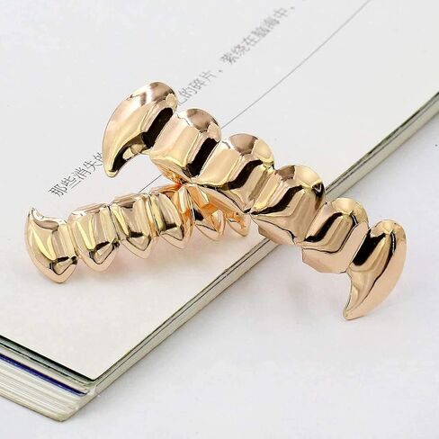 canjoyn 18K Gold Silver Plated Hip Hop Vampire Fangs Top Bottom Teeth Grillz Set for Men and Women in Saudi Arabia