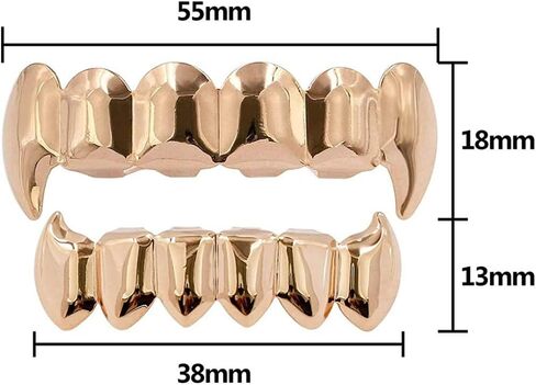 canjoyn 18K Gold Silver Plated Hip Hop Vampire Fangs Top Bottom Teeth Grillz Set for Men and Women in Saudi Arabia