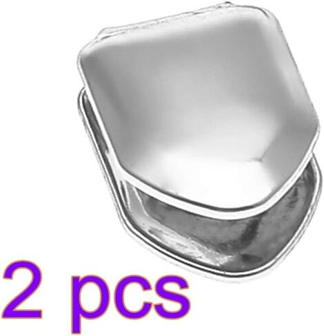 EXCEART 2PCS Single Teeth Grillz Real Single Tooth Grillz Grills Cap for Teeth Men Hip Hop (Silver) in Saudi Arabia