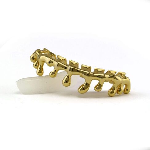 Psivika Gold Teardrop Bottom Grillz 6 Teeth Lower Teeth Drip Cap Grillz in Saudi Arabia