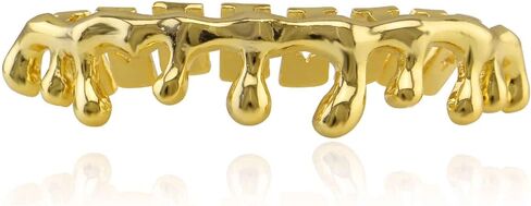 Psivika Gold Teardrop Bottom Grillz 6 Teeth Lower Teeth Drip Cap Grillz in Saudi Arabia