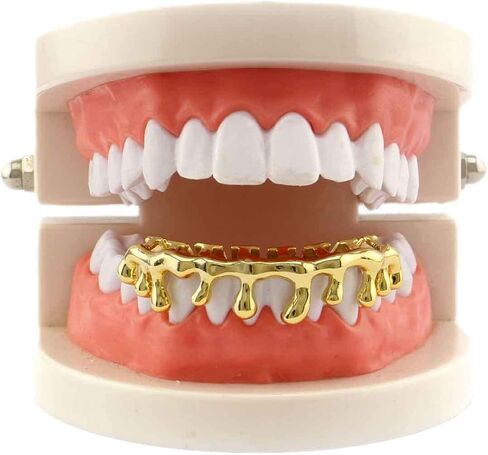 Psivika Gold Teardrop Bottom Grillz 6 Teeth Lower Teeth Drip Cap Grillz in Saudi Arabia