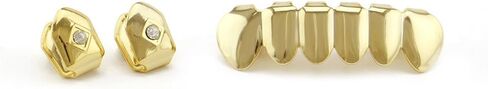 Psivika 2pcs Gold Plated Single Top and Bottom Grills for Your Teeh Grillz Set for Men Hip Hop in Saudi Arabia