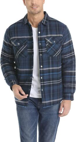 MAGCOMSEN Men's Flannel Shirt Jacket with Quilted Lined Long Sleeve Plaid Coat Button Down Thick Outwear Winter in Saudi Arabia