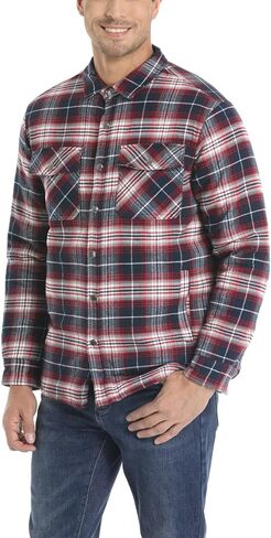 MAGCOMSEN Men's Flannel Shirt Jacket with Quilted Lined Long Sleeve Plaid Coat Button Down Thick Outwear Winter in Saudi Arabia