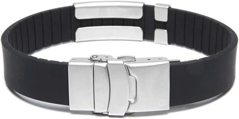 BAIYI HOPE Medical Alert ID Bracelets Silicone Clasp Identification Emergency Bracelet for Women and Men Free Engraving Stainless Steel Tag in Kuwait