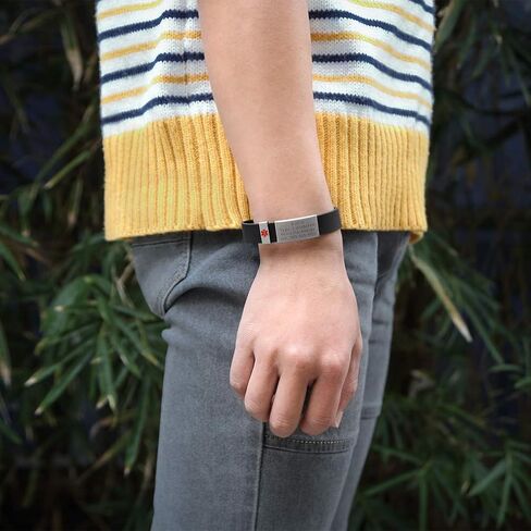 BAIYI HOPE Medical Alert ID Bracelets Silicone Clasp Identification Emergency Bracelet for Women and Men Free Engraving Stainless Steel Tag in Kuwait