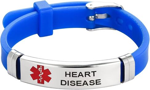 GMXLin Medical Alert Silicone Sport Bracelet for Men Women Stainless Steel First Aid Health Monitoring Adjustable Emergency ID Wristband Bracelets in Saudi Arabia