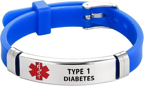 GMXLin Medical Alert Silicone Sport Bracelet for Men Women Stainless Steel First Aid Health Monitoring Adjustable Emergency ID Wristband Bracelets in Saudi Arabia