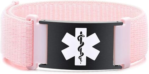 MAXZOOL Personalized Medical Alert ID Bracelets for Women Men - Custom Sport Medical Bracelets with Free Engraving - Hook and Loop Nylon Wristband Emergency Bracelet Adjustable (5.5-8.0 Inches) in Kuwait