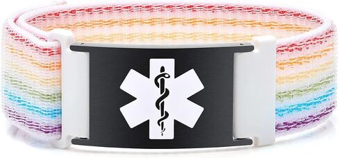 MAXZOOL Personalized Medical Alert ID Bracelets for Women Men - Custom Sport Medical Bracelets with Free Engraving - Hook and Loop Nylon Wristband Emergency Bracelet Adjustable (5.5-8.0 Inches) in Kuwait