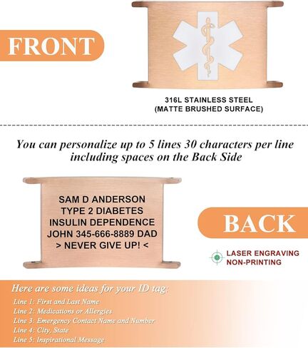 MAXZOOL Personalized Medical Alert ID Bracelets for Women Men - Custom Sport Medical Bracelets with Free Engraving - Hook and Loop Nylon Wristband Emergency Bracelet Adjustable (5.5-8.0 Inches) in Kuwait