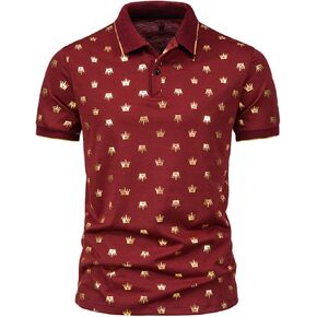 Maryia Men's Golf Polo Shirts Summer Fashion Star Chain Bronzing Print Short Sleeve Lapel Soft Quick Dry Regular Fit in Kuwait