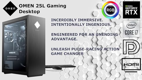 Newest HP OMEN 25L Gaming Desktop PC, Intel Core i7-10700 Octa-Core Processor, RTX 2060 Super, 32GB RAM, 2TB NVMe SSD, RGB Air Cooling, DP, HDMI, Wi-Fi 6, Windows 11 Home, Black in Saudi Arabia