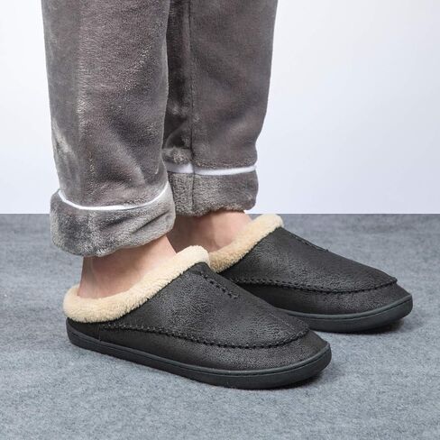 Ranberone Men's Slippers Microsuede Upper Moccasin House Shoes with Fuzzy Plush Lining Indoor and Outdoor in Kuwait