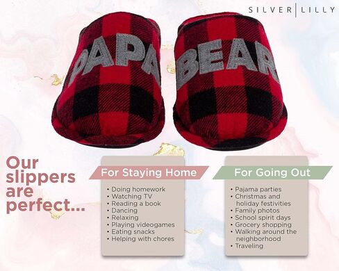 شبشب Silver Lilly Papa Bear - شبشب منزل منقوش من بوفالو - للرجال والنساء والأطفال in Kuwait