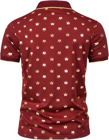 Maryia Men's Golf Polo Shirts Summer Fashion Star Chain Bronzing Print Short Sleeve Lapel Soft Quick Dry Regular Fit in Kuwait