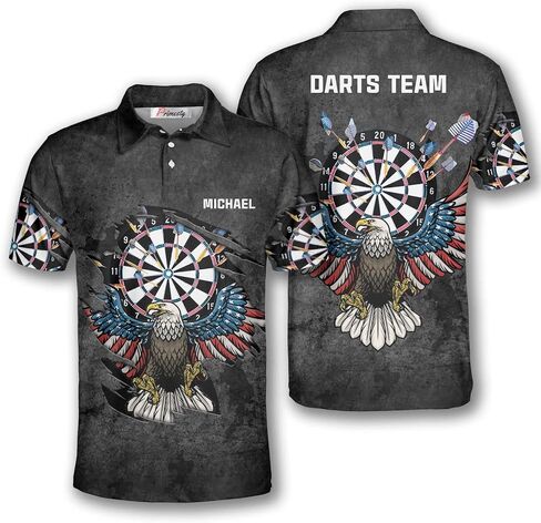 PRIMESTY Custom Darts Shirts for Men, Personalized Darts Jerseys for Men, 3D Darts Polo Shirts Size S-5XL in Kuwait