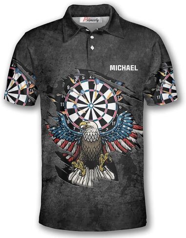 PRIMESTY Custom Darts Shirts for Men, Personalized Darts Jerseys for Men, 3D Darts Polo Shirts Size S-5XL in Kuwait