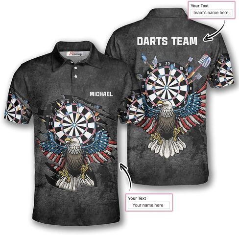 PRIMESTY Custom Darts Shirts for Men, Personalized Darts Jerseys for Men, 3D Darts Polo Shirts Size S-5XL in Kuwait