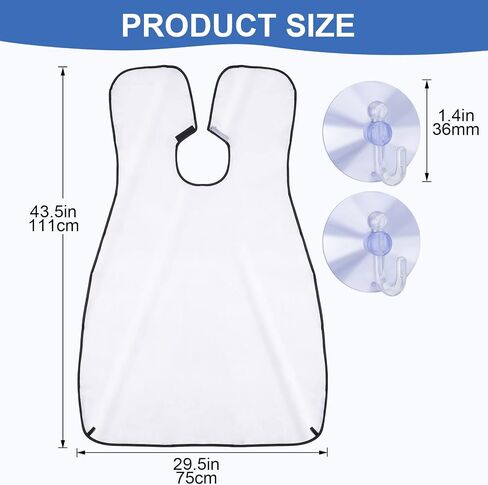 PAGOW 2pcs Beard Hair Apron, Waterproof Beard Clippings Bib, Non-Stick Beard Cape Hair Catcher for Men Shaving, Trimming ( Size: 43.5 x 29.5 Inch, Black, White ) 2 Suction Cup in Saudi Arabia