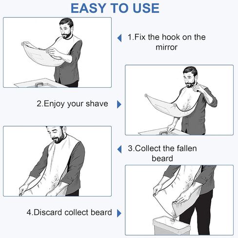 PAGOW 2pcs Beard Hair Apron, Waterproof Beard Clippings Bib, Non-Stick Beard Cape Hair Catcher for Men Shaving, Trimming ( Size: 43.5 x 29.5 Inch, Black, White ) 2 Suction Cup in Saudi Arabia